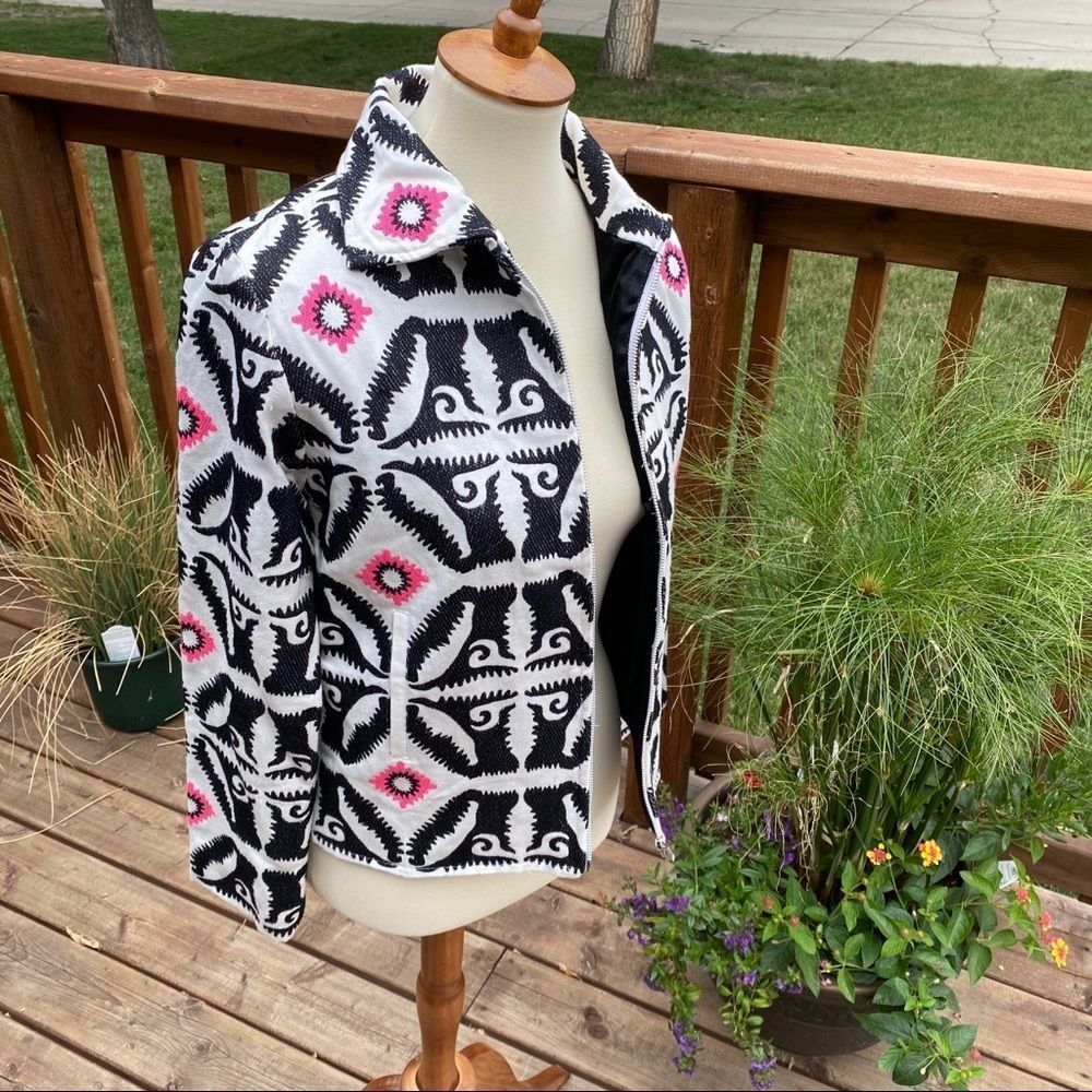 Mara Hoffman Embroidered Bomber Jacket NWT Abstract 2013 Sz XS